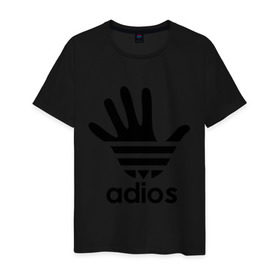 Мужская футболка хлопок с принтом Adios в Белгороде, 100% хлопок | прямой крой, круглый вырез горловины, длина до линии бедер, слегка спущенное плечо. | adidas | adios | адидас | адьёс | адьос | рука