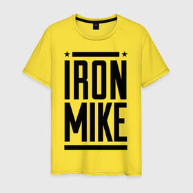 Мужская футболка хлопок с принтом Iron Mike в Белгороде, 100% хлопок | прямой крой, круглый вырез горловины, длина до линии бедер, слегка спущенное плечо. | Тематика изображения на принте: iron | mike | бокс | железный | замбидис | майк | чемпион