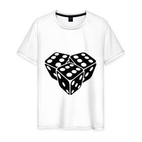 Мужская футболка хлопок с принтом Игральные кубики в Белгороде, 100% хлопок | прямой крой, круглый вырез горловины, длина до линии бедер, слегка спущенное плечо. | игральные кости | кубик