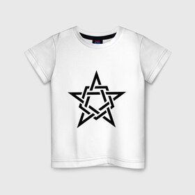 Детская футболка хлопок с принтом Звезда в стиле кельтских узоров в Белгороде, 100% хлопок | круглый вырез горловины, полуприлегающий силуэт, длина до линии бедер | звезда | кельт | стиль | узор