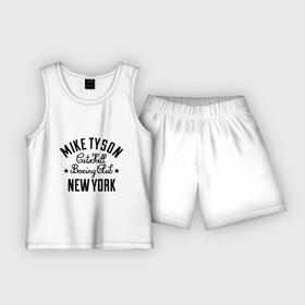Детская пижама с шортами хлопок с принтом Mike Tyson CatsKill Boxing Club в Белгороде,  |  | Тематика изображения на принте: boxing | catskill | club | mike | new | tyson | york | бокс | йорк | клуб | майк | нью | тайсон