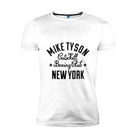 Мужская футболка премиум с принтом Mike Tyson CatsKill Boxing Club в Белгороде, 92% хлопок, 8% лайкра | приталенный силуэт, круглый вырез ворота, длина до линии бедра, короткий рукав | boxing | catskill | club | mike | new | tyson | york | бокс | йорк | клуб | майк | нью | тайсон
