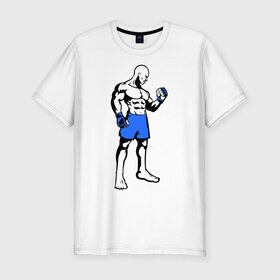 Мужская футболка премиум с принтом Суровый боец в Белгороде, 92% хлопок, 8% лайкра | приталенный силуэт, круглый вырез ворота, длина до линии бедра, короткий рукав | боец | боксер | спортсмен | суровый