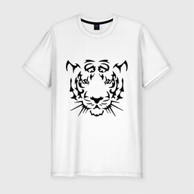 Мужская футболка премиум с принтом Морда тигра в Белгороде, 92% хлопок, 8% лайкра | приталенный силуэт, круглый вырез ворота, длина до линии бедра, короткий рукав | голова | дикий | тигр | хищник