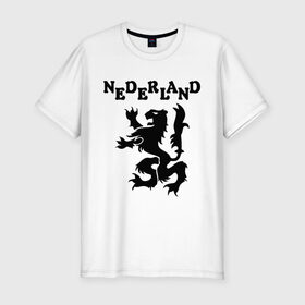 Мужская футболка премиум с принтом Сборная Голландии по Футболу в Белгороде, 92% хлопок, 8% лайкра | приталенный силуэт, круглый вырез ворота, длина до линии бедра, короткий рукав | nederland | герб | голландия | нидерланды | сборная | символ | футбол