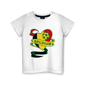 Детская футболка хлопок с принтом Сборная Бельгии по Футболу в Белгороде, 100% хлопок | круглый вырез горловины, полуприлегающий силуэт, длина до линии бедер | belgium | бельгия | мяч | сборная | флаг бельгии | футбол