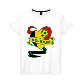 Женская футболка хлопок с принтом Сборная Бельгии по Футболу в Белгороде, 100% хлопок | прямой крой, круглый вырез горловины, длина до линии бедер, слегка спущенное плечо | belgium | бельгия | мяч | сборная | флаг бельгии | футбол