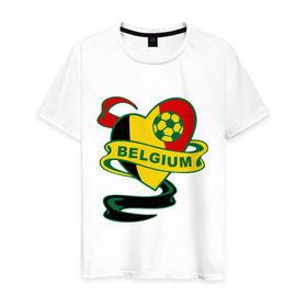 Мужская футболка хлопок с принтом Сборная Бельгии по Футболу в Белгороде, 100% хлопок | прямой крой, круглый вырез горловины, длина до линии бедер, слегка спущенное плечо. | Тематика изображения на принте: belgium | бельгия | мяч | сборная | флаг бельгии | футбол