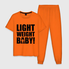 Мужская пижама хлопок с принтом Light weight babby в Белгороде, 100% хлопок | брюки и футболка прямого кроя, без карманов, на брюках мягкая резинка на поясе и по низу штанин
 | baby | light | weight | вес | детка | крошка | легкий