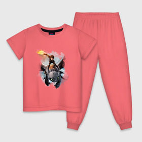 Детская пижама хлопок с принтом Как приручить дракона в Белгороде, 100% хлопок |  брюки и футболка прямого кроя, без карманов, на брюках мягкая резинка на поясе и по низу штанин
 | дракон | как приручить дракона | мультфильм