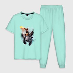 Мужская пижама хлопок с принтом Как приручить дракона в Белгороде, 100% хлопок | брюки и футболка прямого кроя, без карманов, на брюках мягкая резинка на поясе и по низу штанин
 | дракон | как приручить дракона | мультфильм