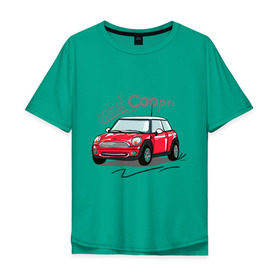 Мужская футболка хлопок Oversize с принтом Mini Cooper в Белгороде, 100% хлопок | свободный крой, круглый ворот, “спинка” длиннее передней части | mini cooper | автомобиль | машина | мини купер | миникупер