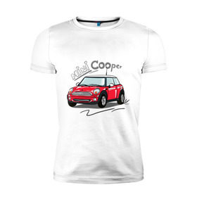 Мужская футболка премиум с принтом Mini Cooper в Белгороде, 92% хлопок, 8% лайкра | приталенный силуэт, круглый вырез ворота, длина до линии бедра, короткий рукав | mini cooper | автомобиль | машина | мини купер | миникупер