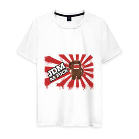 Мужская футболка хлопок с принтом DOMO-JDM в Белгороде, 100% хлопок | прямой крой, круглый вырез горловины, длина до линии бедер, слегка спущенное плечо. | domo kun | jdm | street racing | style | автотюнинг | домо кун | домокун | японские авто