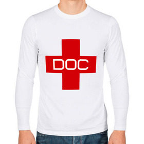 Мужской лонгслив хлопок с принтом Доктор в Белгороде, 100% хлопок |  | doc | док | доктор | красный | крест