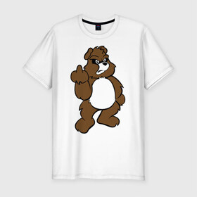 Мужская футболка премиум с принтом Сердитый мишка в Белгороде, 92% хлопок, 8% лайкра | приталенный силуэт, круглый вырез ворота, длина до линии бедра, короткий рукав | Тематика изображения на принте: злой | медведь | мишка | сердитый