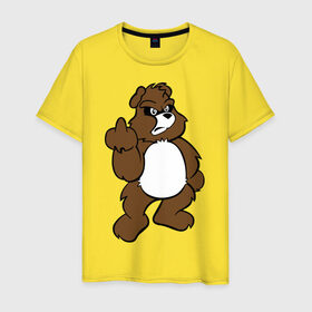 Мужская футболка хлопок с принтом Сердитый мишка в Белгороде, 100% хлопок | прямой крой, круглый вырез горловины, длина до линии бедер, слегка спущенное плечо. | злой | медведь | мишка | сердитый
