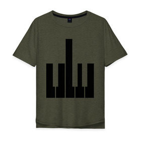 Мужская футболка хлопок Oversize с принтом Fuck your music! в Белгороде, 100% хлопок | свободный крой, круглый ворот, “спинка” длиннее передней части | your | вашу | клавиши | музыка | пианино | твою
