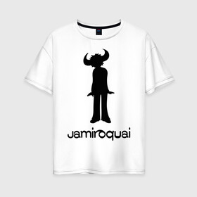 Женская футболка хлопок Oversize с принтом Jamiroquai в Белгороде, 100% хлопок | свободный крой, круглый ворот, спущенный рукав, длина до линии бедер
 | funk | jamiroquai | jazz | джаз | джамирокуай | фанк