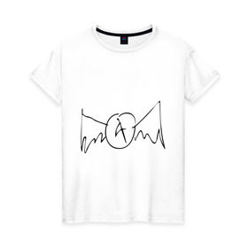 Женская футболка хлопок с принтом Aerosmith (draw logo) в Белгороде, 100% хлопок | прямой крой, круглый вырез горловины, длина до линии бедер, слегка спущенное плечо | aerosmith | draw | logo | логотип | рисованный