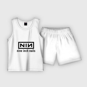 Детская пижама с шортами хлопок с принтом Nine inch nails logo в Белгороде,  |  | inch | logo | nails | nine | лого