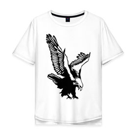 Мужская футболка хлопок Oversize с принтом Орлиный размах крыльев в Белгороде, 100% хлопок | свободный крой, круглый ворот, “спинка” длиннее передней части | взлет | кондор | коршун | орел | полет | птица | сокол