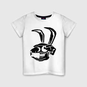 Детская футболка хлопок с принтом Дохлый кролик в Белгороде, 100% хлопок | круглый вырез горловины, полуприлегающий силуэт, длина до линии бедер | скелет