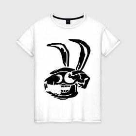 Женская футболка хлопок с принтом Дохлый кролик в Белгороде, 100% хлопок | прямой крой, круглый вырез горловины, длина до линии бедер, слегка спущенное плечо | скелет