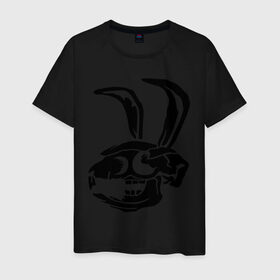Мужская футболка хлопок с принтом Дохлый кролик в Белгороде, 100% хлопок | прямой крой, круглый вырез горловины, длина до линии бедер, слегка спущенное плечо. | Тематика изображения на принте: скелет