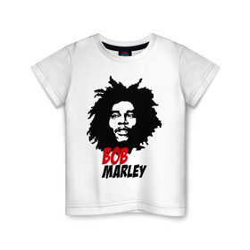 Детская футболка хлопок с принтом Bob Marley в Белгороде, 100% хлопок | круглый вырез горловины, полуприлегающий силуэт, длина до линии бедер | bob | marley | боб | марли
