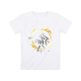 Детская футболка хлопок с принтом Волчье солнце в Белгороде, 100% хлопок | круглый вырез горловины, полуприлегающий силуэт, длина до линии бедер | русь