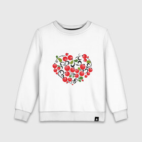 Детский свитшот хлопок с принтом Сердце России с красными ягодами в Белгороде, 100% хлопок | круглый вырез горловины, эластичные манжеты, пояс и воротник | Тематика изображения на принте: костяника | красные | россия | рябина | сердце | ягоды