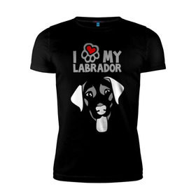 Мужская футболка премиум с принтом Я люблю моего лабрадора в Белгороде, 92% хлопок, 8% лайкра | приталенный силуэт, круглый вырез ворота, длина до линии бедра, короткий рукав | Тематика изображения на принте: labrador | love | my | лабрадор | люблю | моего