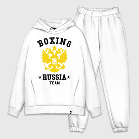 Мужской костюм хлопок OVERSIZE с принтом Boxing Russia Team в Белгороде,  |  | boxing | russia | team | бокс | герб | орел | россия | русский