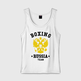 Женская майка хлопок с принтом Boxing Russia Team в Белгороде, 95% хлопок, 5% эластан |  | boxing | russia | team | бокс | герб | орел | россия | русский