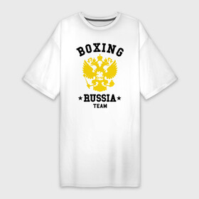 Платье-футболка хлопок с принтом Boxing Russia Team в Белгороде,  |  | boxing | russia | team | бокс | герб | орел | россия | русский
