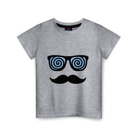 Детская футболка хлопок с принтом Гипноз в Белгороде, 100% хлопок | круглый вырез горловины, полуприлегающий силуэт, длина до линии бедер | гипноз | очки | роговые | спираль | усы | хипстер