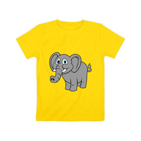 Детская футболка хлопок с принтом Милый слоник в Белгороде, 100% хлопок | круглый вырез горловины, полуприлегающий силуэт, длина до линии бедер | Тематика изображения на принте: слон