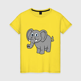 Женская футболка хлопок с принтом Милый слоник в Белгороде, 100% хлопок | прямой крой, круглый вырез горловины, длина до линии бедер, слегка спущенное плечо | слон