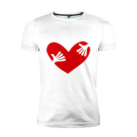 Мужская футболка премиум с принтом Сердце занято в Белгороде, 92% хлопок, 8% лайкра | приталенный силуэт, круглый вырез ворота, длина до линии бедра, короткий рукав | глаза | занято | мое | руки | сердце