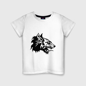 Детская футболка хлопок с принтом Злой оборотень в Белгороде, 100% хлопок | круглый вырез горловины, полуприлегающий силуэт, длина до линии бедер | вервольф | волк | голова | злой | оборотень