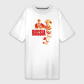 Платье-футболка хлопок с принтом Россия в Белгороде,  |  | жар | золотая | металл | патриот | птица | россия | русский