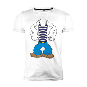Мужская футболка премиум с принтом Костюм морячка в Белгороде, 92% хлопок, 8% лайкра | приталенный силуэт, круглый вырез ворота, длина до линии бедра, короткий рукав | вмф | военно морской флот | морской флот | моряк | морячок | якорь