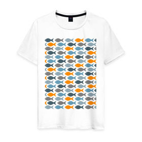 Мужская футболка хлопок с принтом Рыбки в Белгороде, 100% хлопок | прямой крой, круглый вырез горловины, длина до линии бедер, слегка спущенное плечо. | рыба | рыбалка | туризм