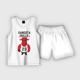 Детская пижама с шортами хлопок с принтом Gangsta Bulls в Белгороде,  |  | Тематика изображения на принте: bulls | chicago | gangsta | бык | гангстер | чикаго