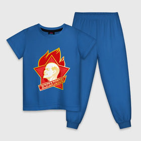 Детская пижама хлопок с принтом Пионерский значок в Белгороде, 100% хлопок |  брюки и футболка прямого кроя, без карманов, на брюках мягкая резинка на поясе и по низу штанин
 | всегда готов | ленин | пионер | ссср