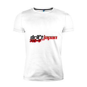Мужская футболка премиум с принтом DRIFT JAPAN streetstyle в Белгороде, 92% хлопок, 8% лайкра | приталенный силуэт, круглый вырез ворота, длина до линии бедра, короткий рукав | дрифт