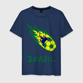 Мужская футболка хлопок с принтом Brasil 2014 в Белгороде, 100% хлопок | прямой крой, круглый вырез горловины, длина до линии бедер, слегка спущенное плечо. | бразилия