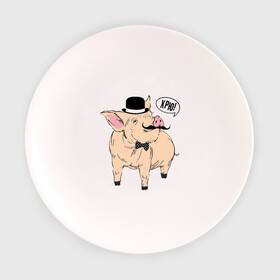 Тарелка 3D с принтом Свин в цилиндре в Белгороде, фарфор | диаметр - 210 мм
диаметр для нанесения принта - 120 мм | бабочка | галстук | джентльмен | кабан | котелок | поросенок | свинья | усы | хрю | хряк | шляпа