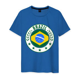 Мужская футболка хлопок с принтом Brazil - Бразилия ЧМ-2014 в Белгороде, 100% хлопок | прямой крой, круглый вырез горловины, длина до линии бедер, слегка спущенное плечо. | бразилия